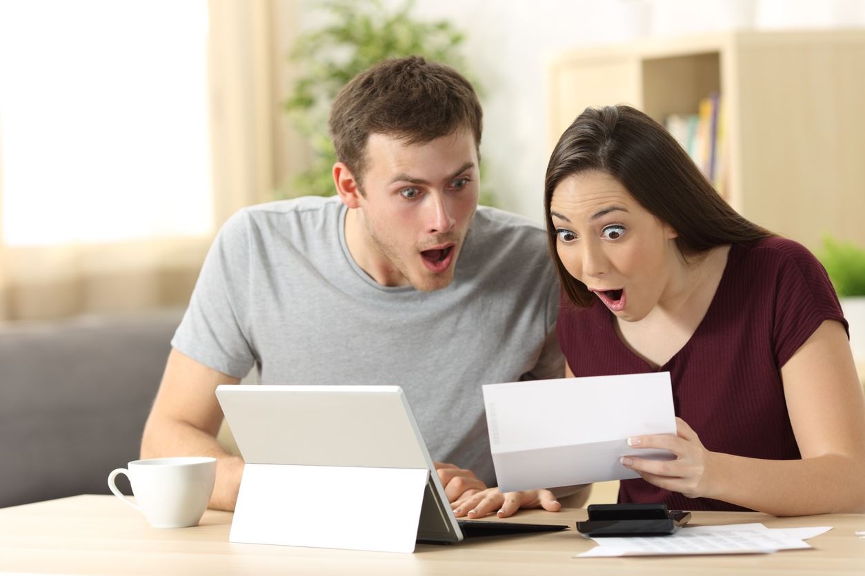 couple amazed at bill