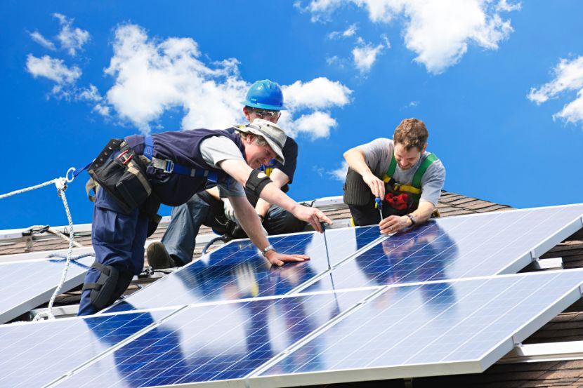 3 men installing solar