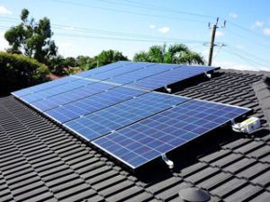 Solar panels on tiled roof