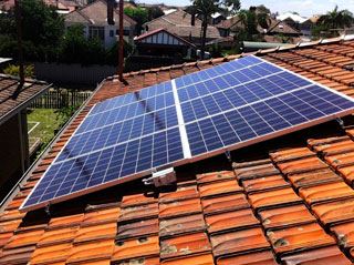 Solar panels on tiled roof